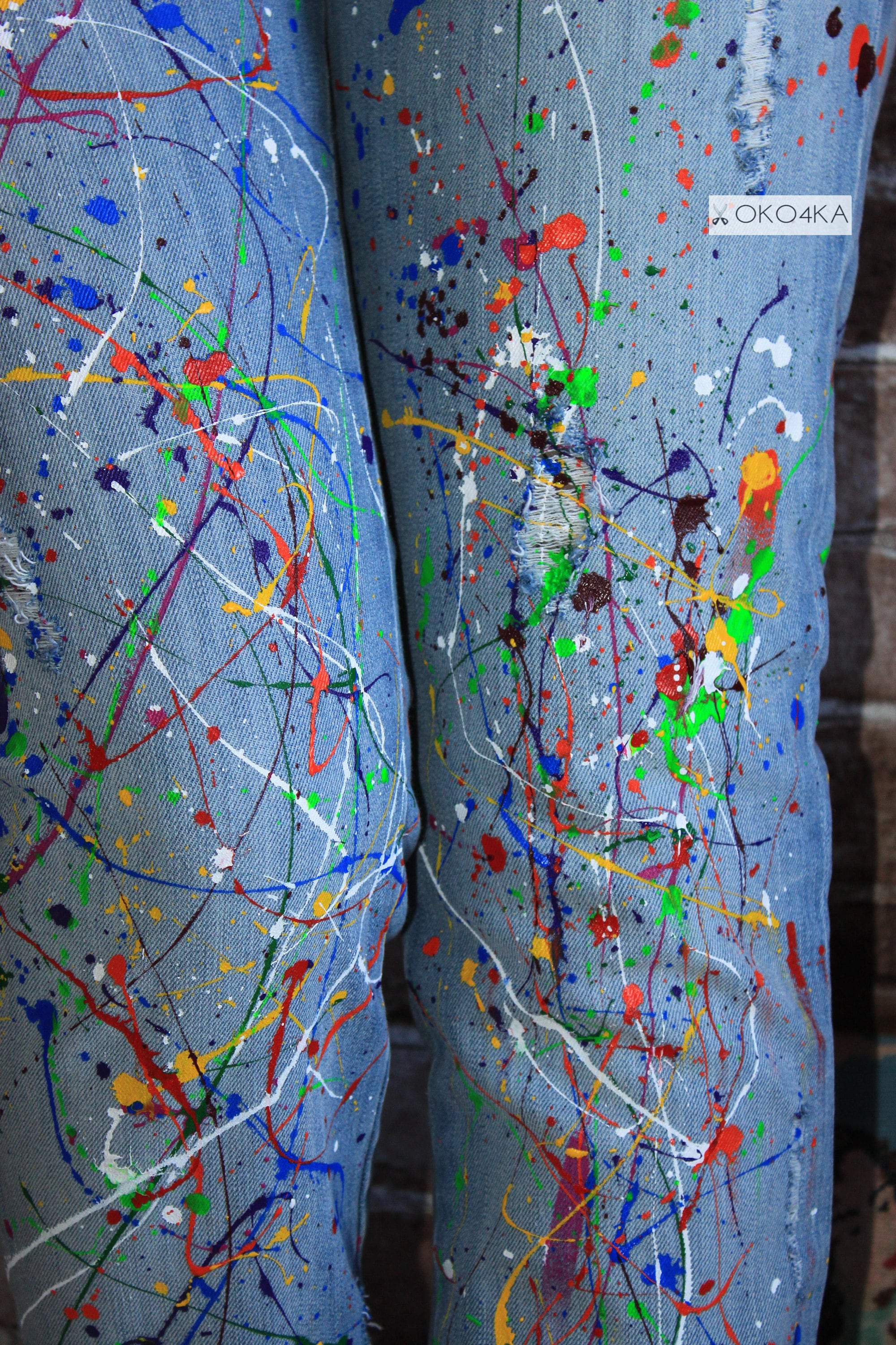 ★24-25FW新作★ROMANTIC CROWN★SPLASH PAINTING DENIM PANTS SPLASH PAINTING DENIM PANTS - ROMANTIC CROWN | 60% - Asian
