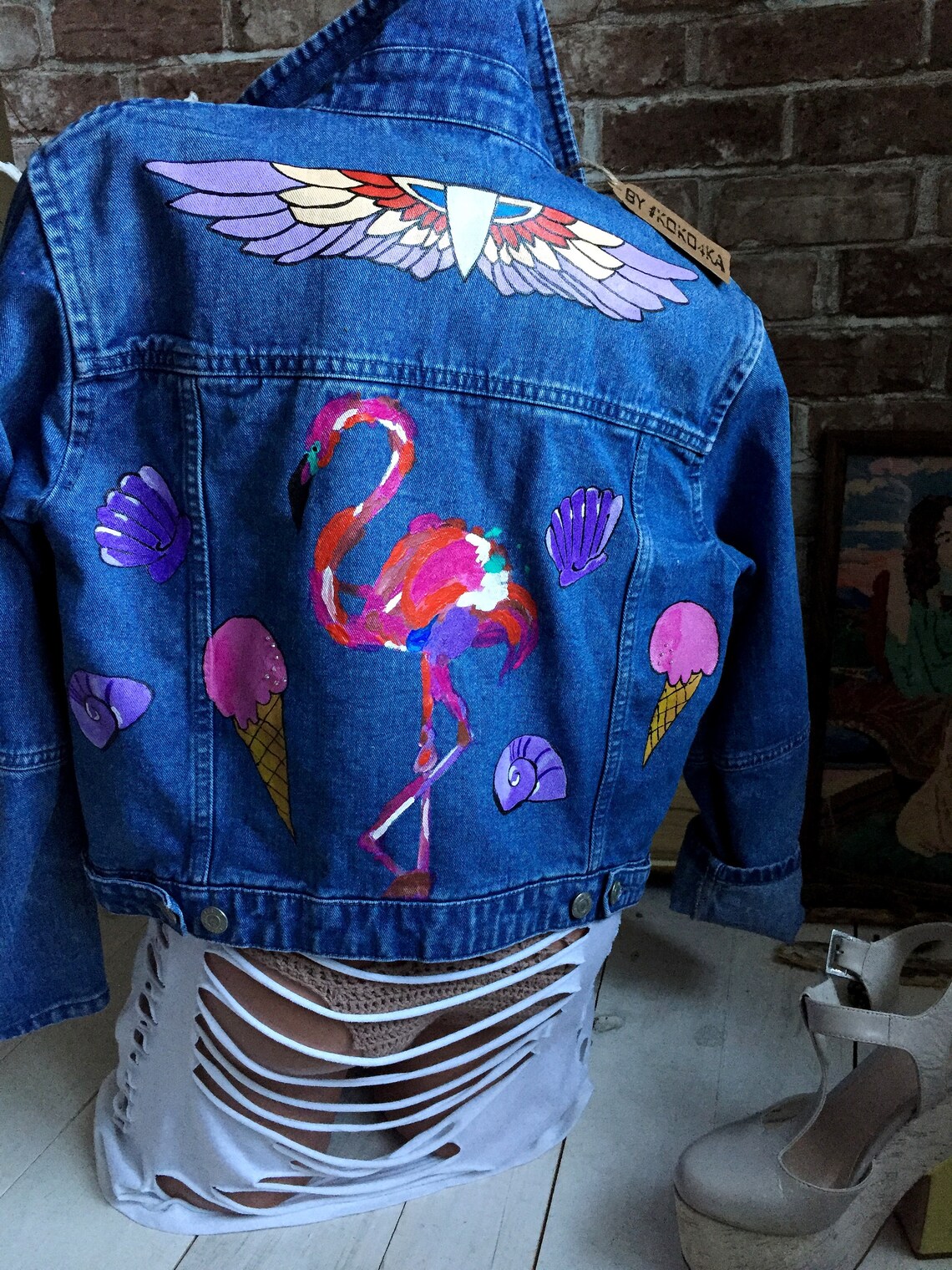 Hand painted denim Jacket with painting Jacket with art work Etsy