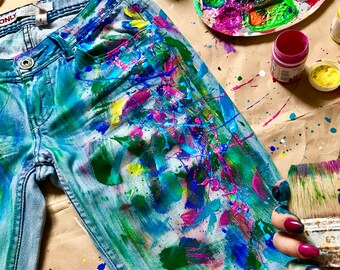 ★24-25FW新作★ROMANTIC CROWN★SPLASH PAINTING DENIM PANTS SPLASH PAINTING DENIM PANTS - ROMANTIC CROWN | 60% - Asian