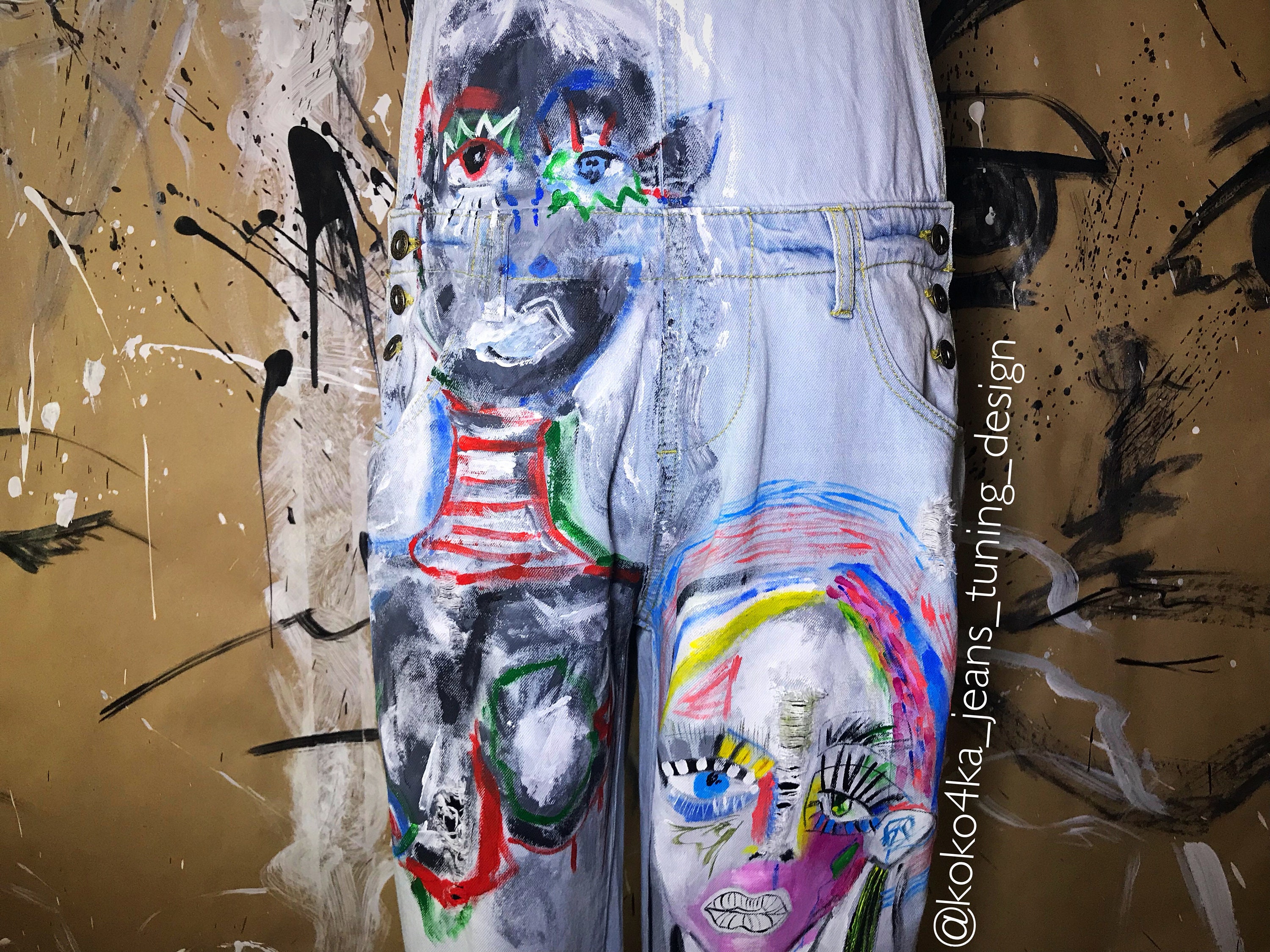 Graffiti Overalls Boho Overalls Hand Painted Overalls Painted