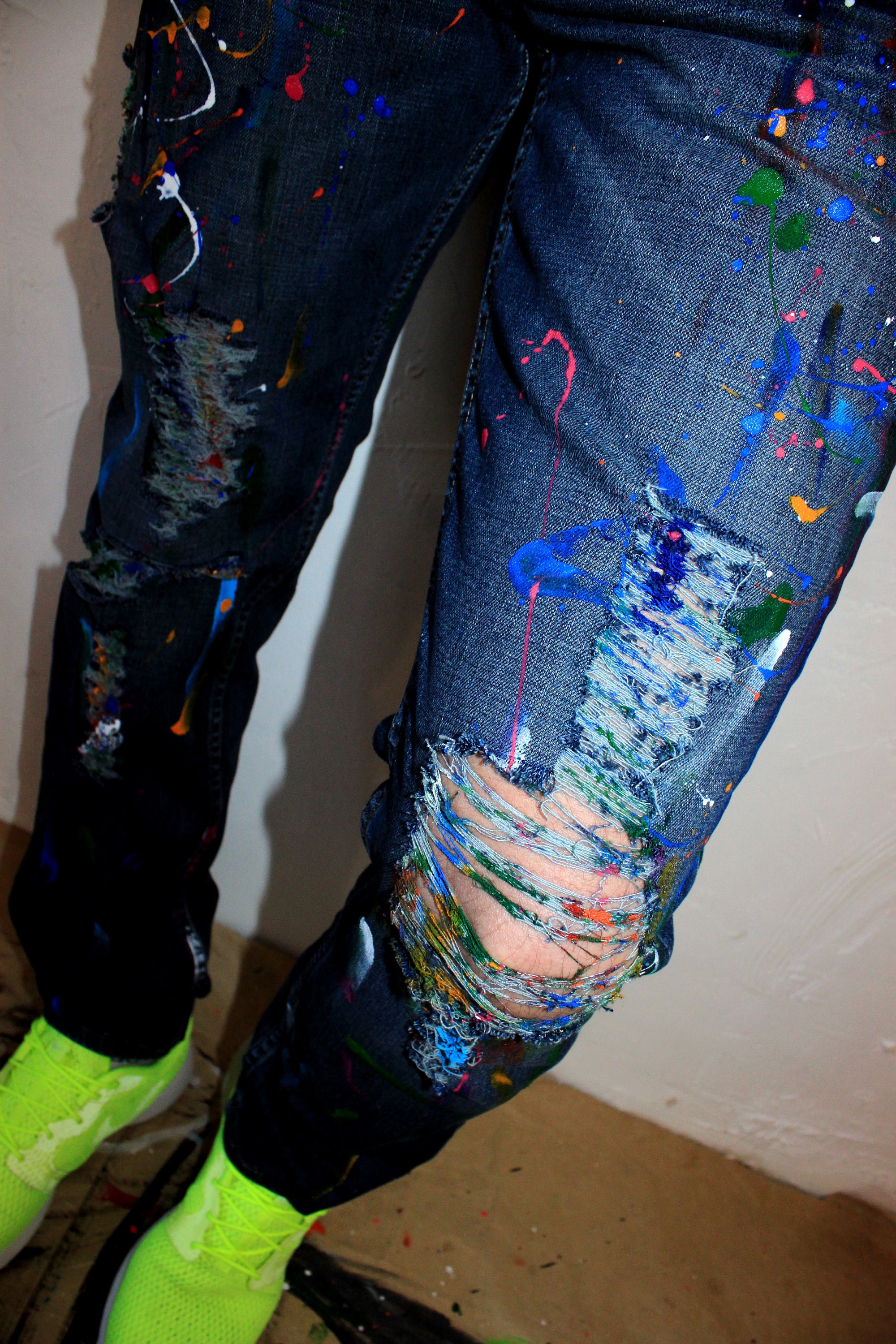 Paint splatter Jeans Spray paint clothing Blots jeans Spray Etsy