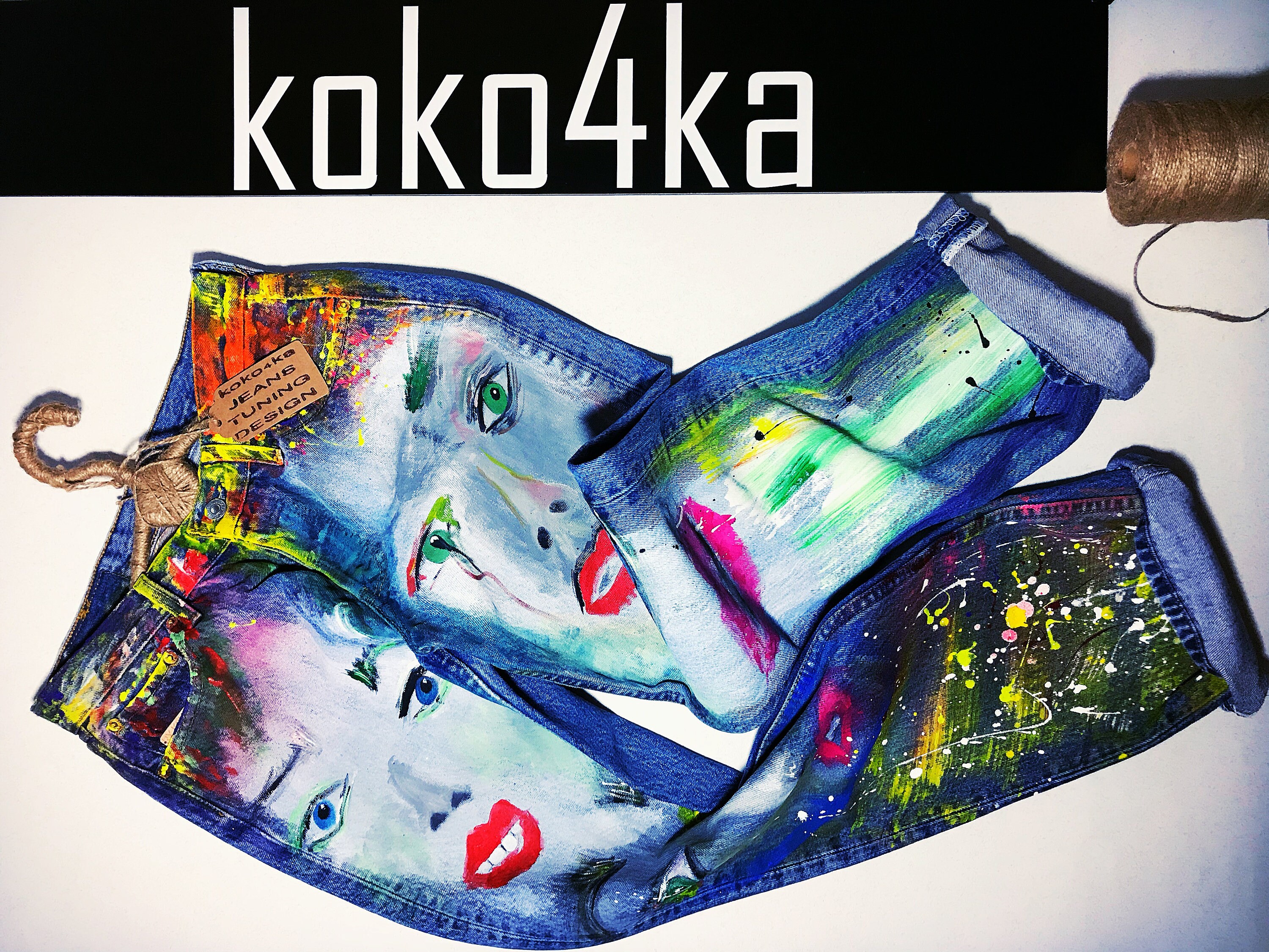 Jeans With Handpainted Art on Jeans Portrait Women's Etsy