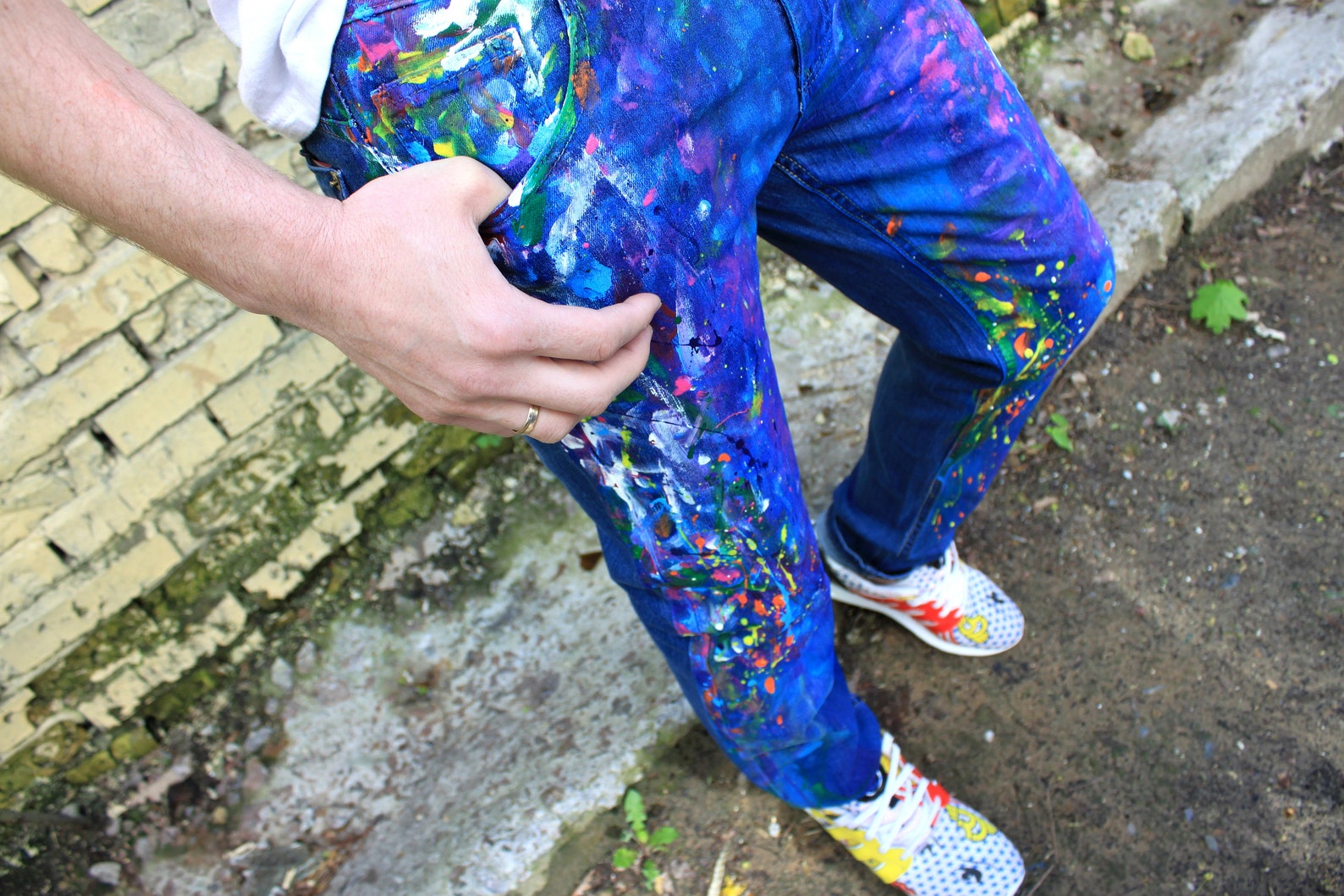 Women Jeans Gift for Him Spray Paint Paint Splatter Jeans Etsy