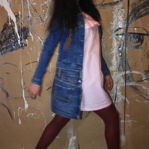 upcycled coat - upcycled jeans coat - women&#39;s denim coat - altered denim coat - upcycled jeans - hippie coat - jeans coat - Designer coat