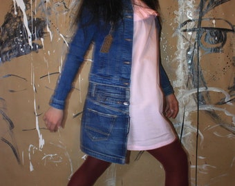 upcycled coat - upcycled jeans coat - women's denim coat - altered denim coat - upcycled jeans - hippie coat - jeans coat - Designer coat