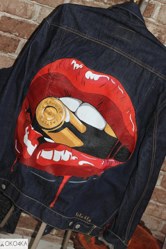 painted denim jacket mens