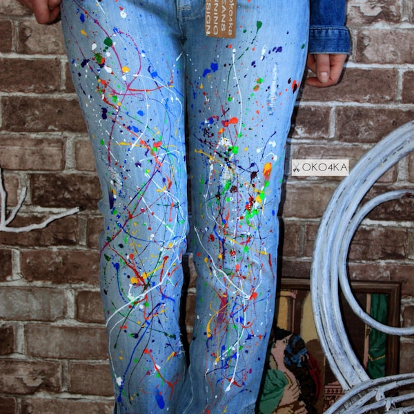 Spray Paint Jeans Etsy