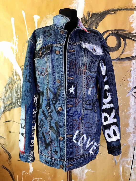 Jackets & Coats, Graffiti Style Leather Jacket