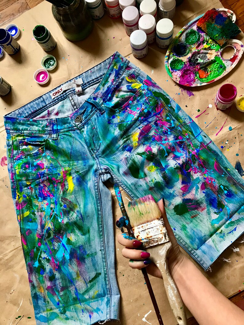 Paint splatter Jeans Spray paint clothing Blots jeans Spray Etsy