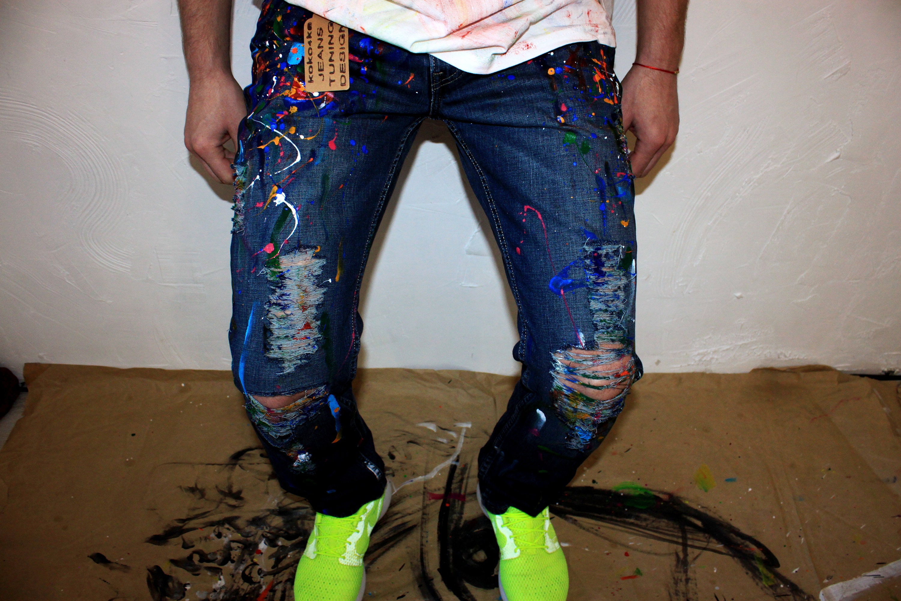 Paint splatter Jeans Spray paint clothing Blots jeans Spray Etsy