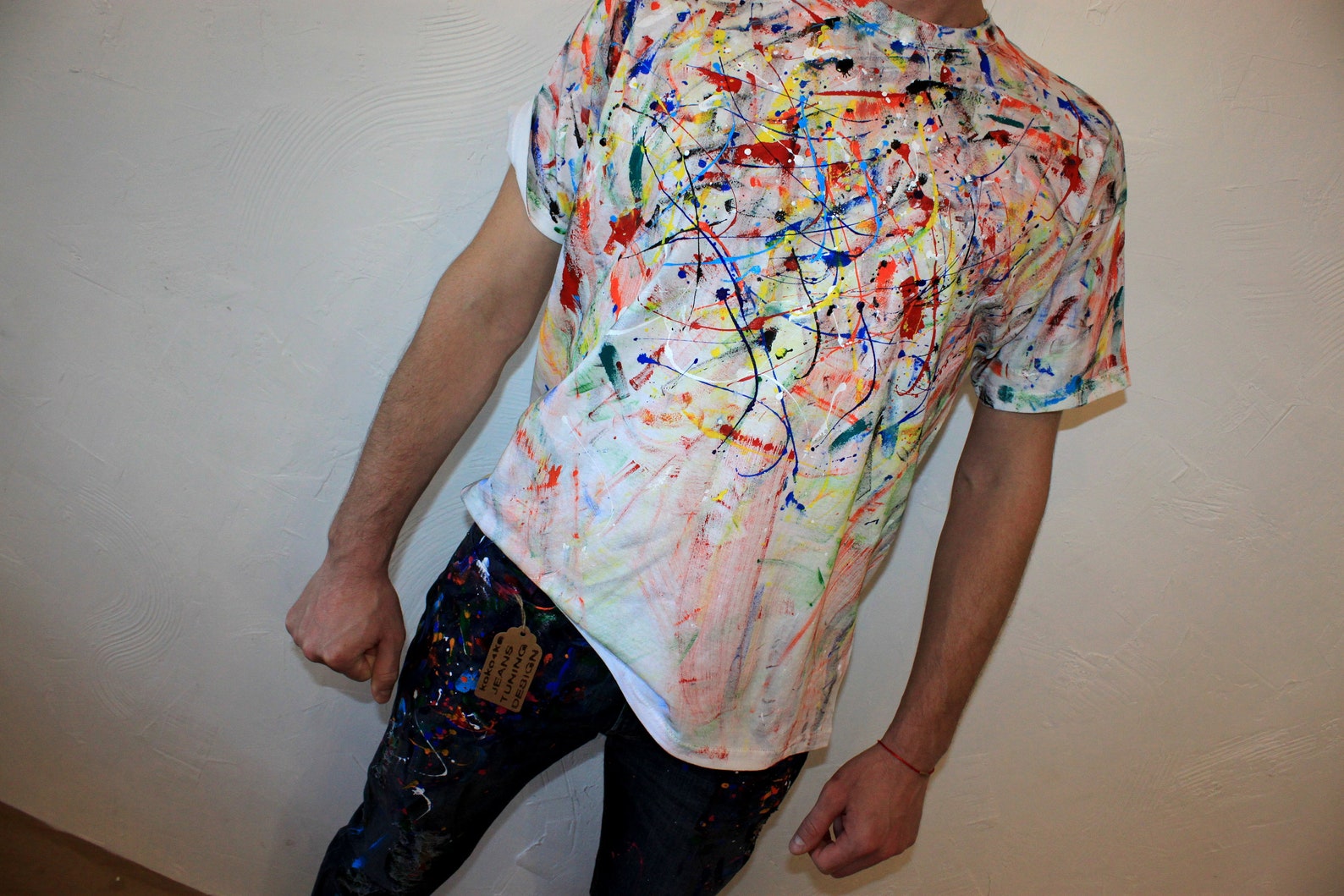 Man's Tshirt Tshirt in paint Tshirt in the spray Paint Etsy
