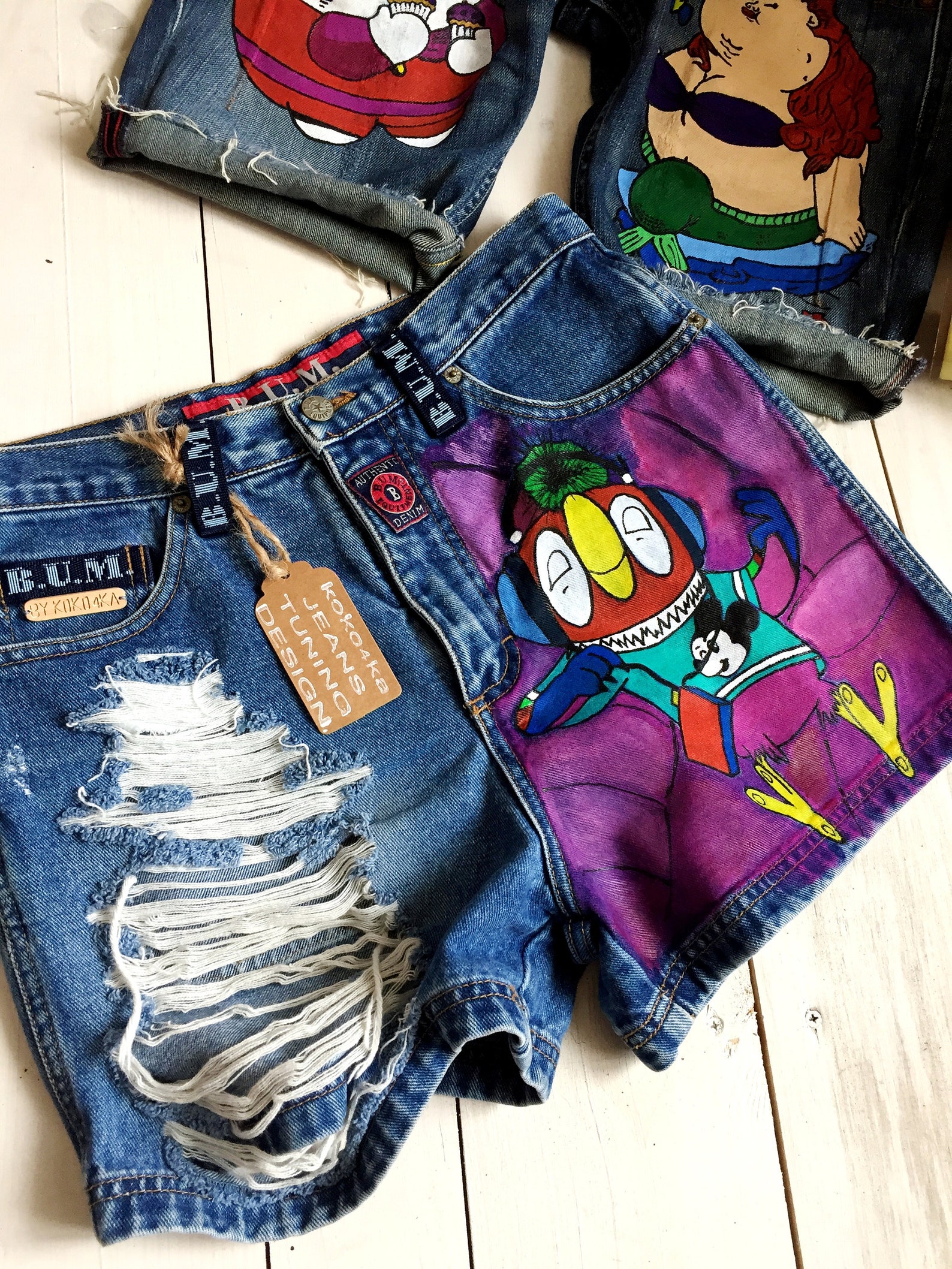 Disney shorts Hand painted shorts Festival shorts Denim shorts Etsy