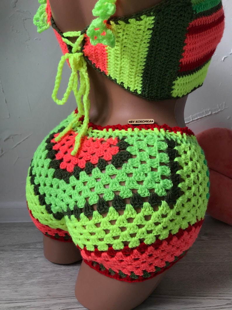 Mixed Color Tassel Bikini Sexy Crochet Bikini Crop Top and Etsy