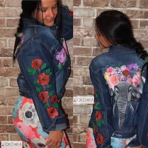 handbemalte Jeansjacke - Jacke handbemalt - individuelle Jeansjacke - handbemalte Jacke - Kunstjacke - tragbare Kunst - Designerjacke