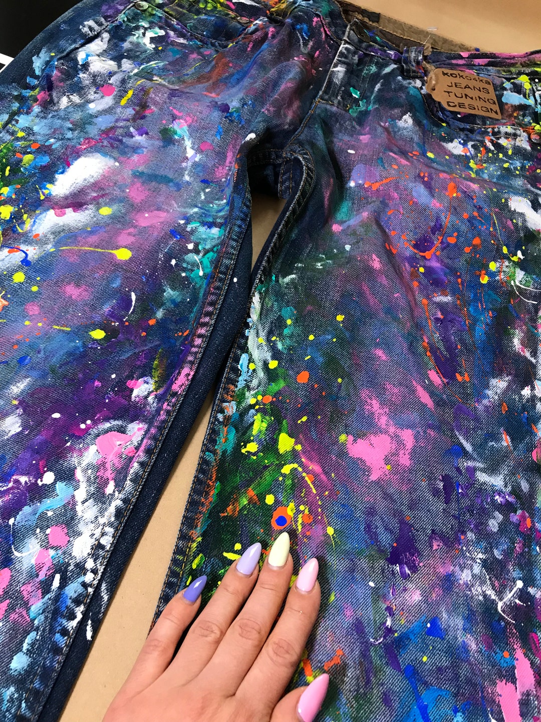 Buy Men's Jeans Gift for Him Spray Paint Paint Splatter Jeans Festival  Clothing Hand Painted Paint Splash Jeans in Paint Torn Jeans Art Boho  Online in