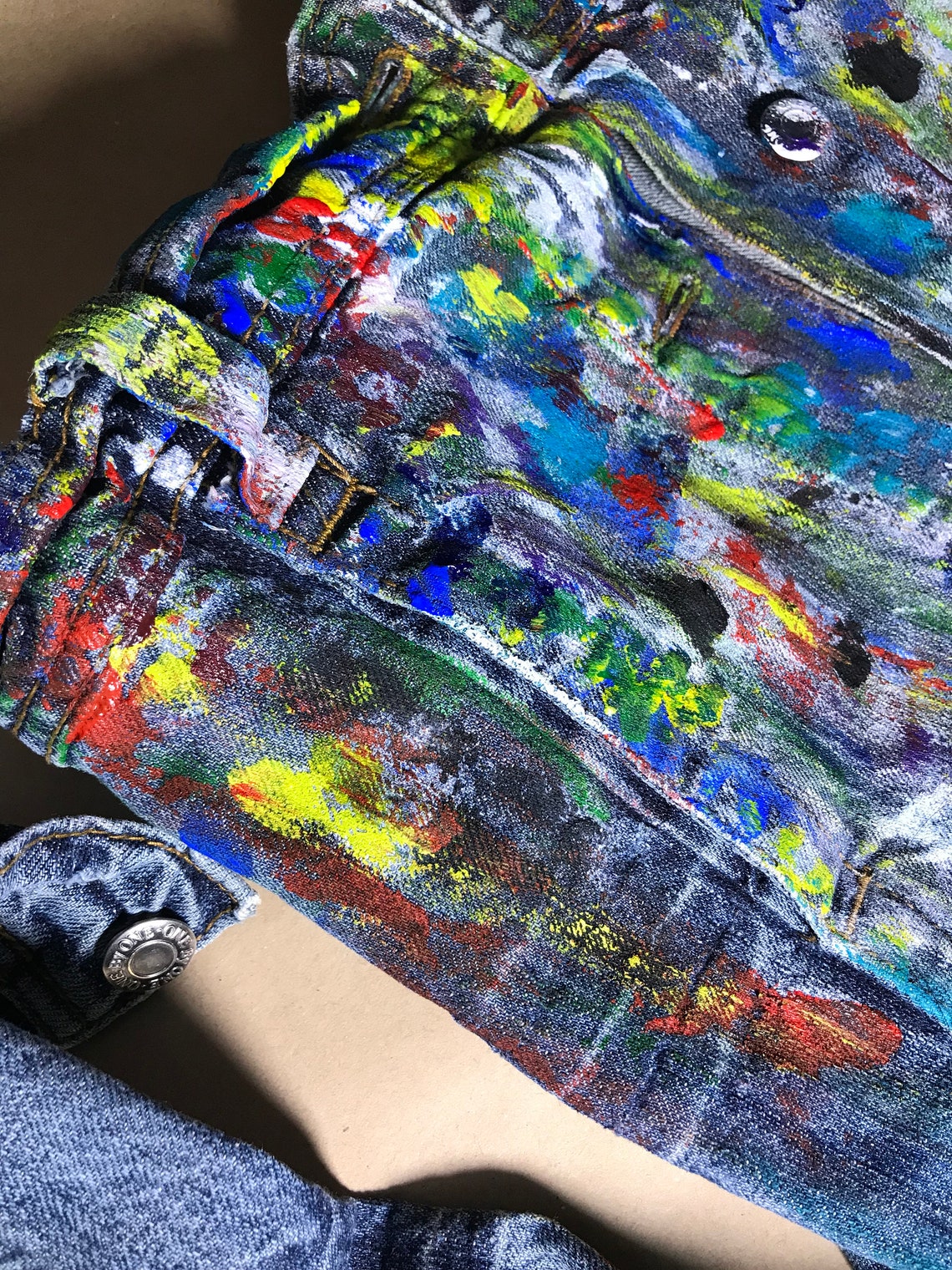 Hand painted denim Jacket with painting Jacket with art work | Etsy