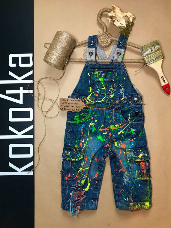 Splatter Distress Overalls Splatter Overalls Jeans Babies Unique Kids Gifts  Trendy Kids Clothing Paint Splatter Overalls Spray Paint Boys -  Finland