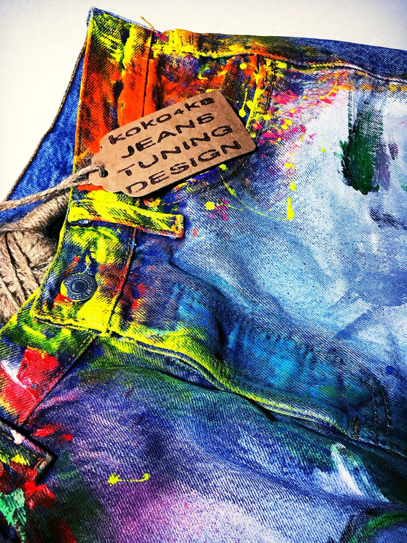 Jeans With Handpainted Art on Jeans Portrait Women's Etsy