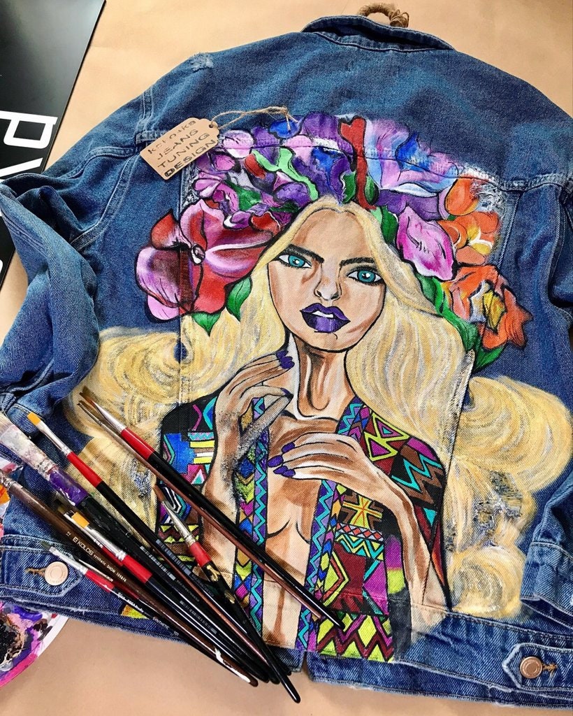 Custom Denim Jacket - Jacket Hand-painted - Unique Denim Clothing ...