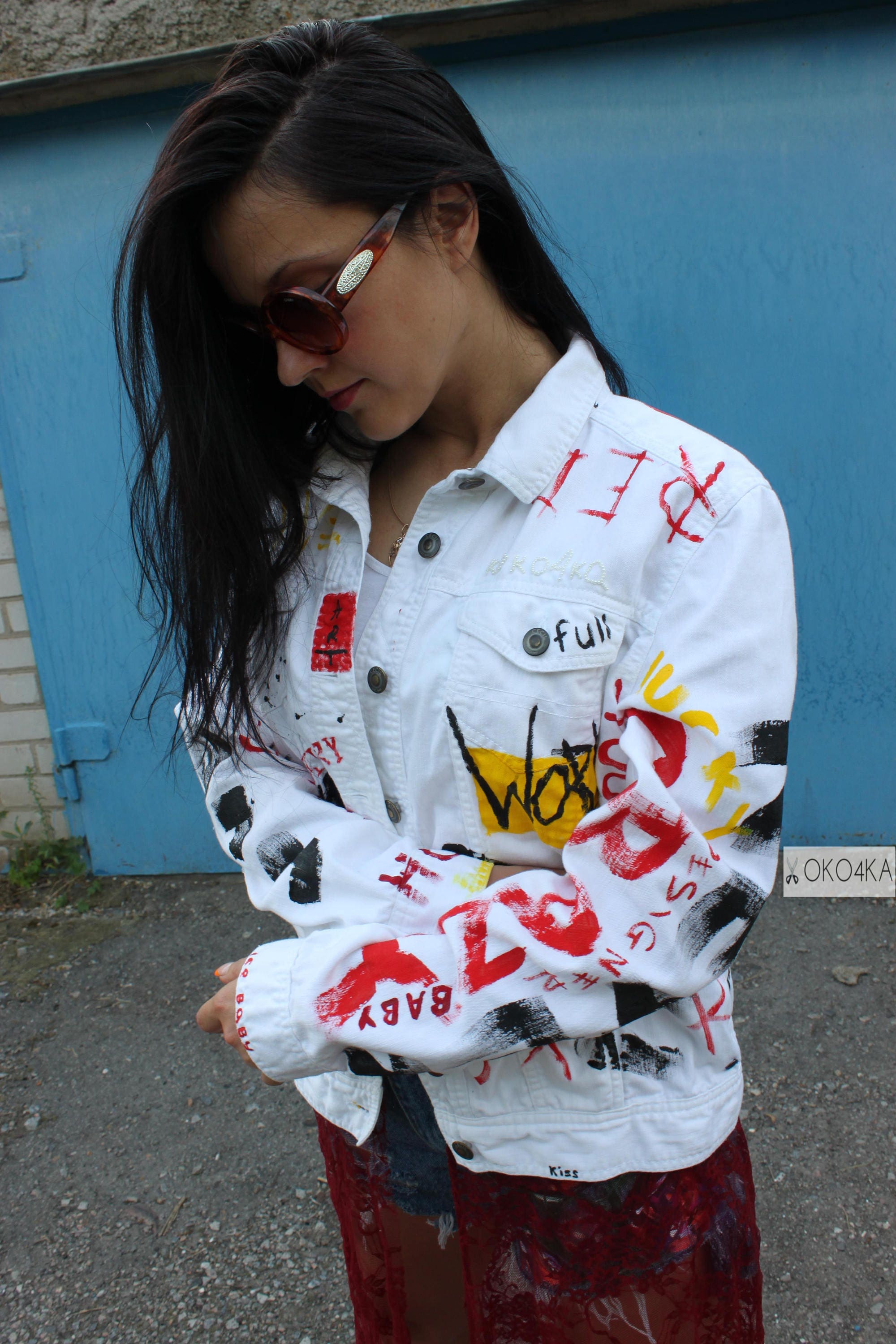 Hand painted denim Jacket with painting Jacket with art work | Etsy