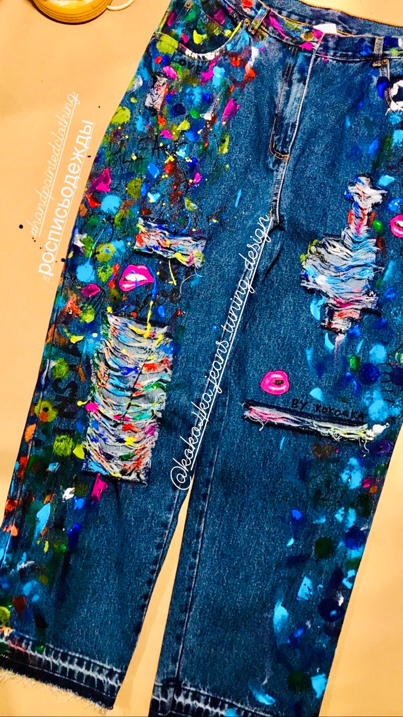 Boho Jeans Blots on Jeans Spray Paint Splatter Jeans Festival Etsy