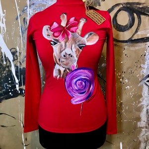 ropa navideña - retratos de la foto - cumpleaños - regalo a un amigo - regalo de la hija - jirafas en la ropa - chaqueta de diseño - tela de arte