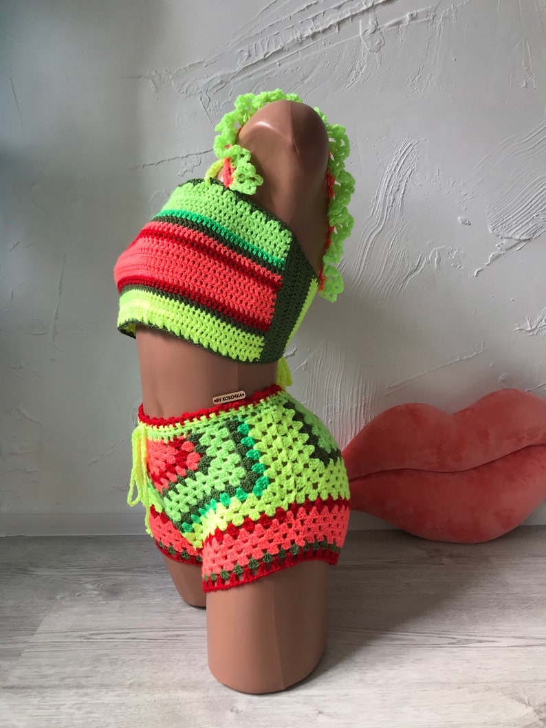 Mixed Color Tassel Bikini Sexy Crochet Bikini Crop Top and Etsy