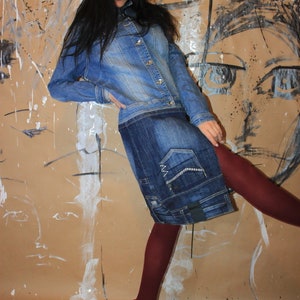 upcycled coat - upcycled jeans coat - women&#39;s denim coat - recucled denim - upcycled jeans - hippie coat - jeans coat - Designer coat
