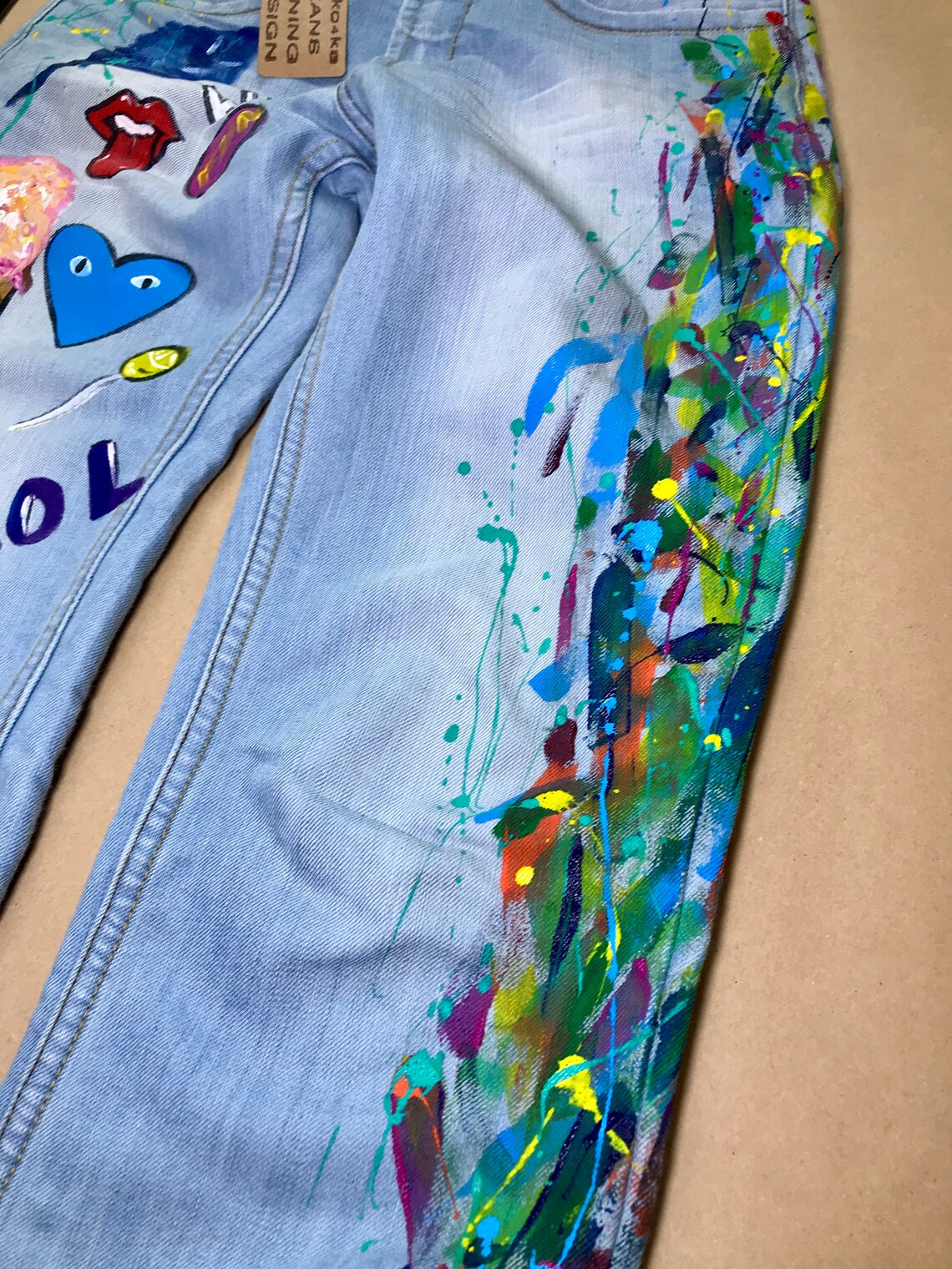 Jeans Boyfriend Jeans festival clothing Hand Painted Paint Etsy