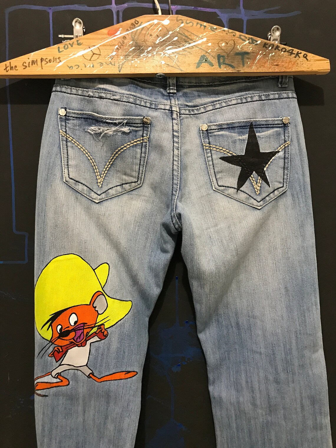 Jeans boyfriend Jeans festival disney clothing Hand Etsy