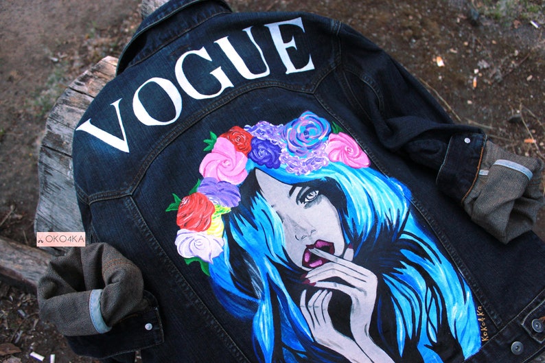 Hand Painted Denim Jacket With Painting Jacket With Art Work Etsy
