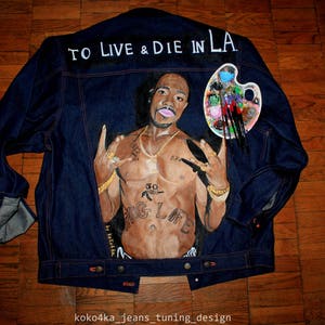 custom jacket - DENIM JACKET - Wearable art - Men&#39;s jacket - 2pac - tupac - designer clothing - designer clothing - Men&#39;s jacket - picture