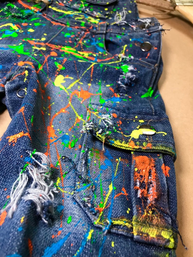 Splatter distress overalls Splatter overalls Jeans Babies | Etsy