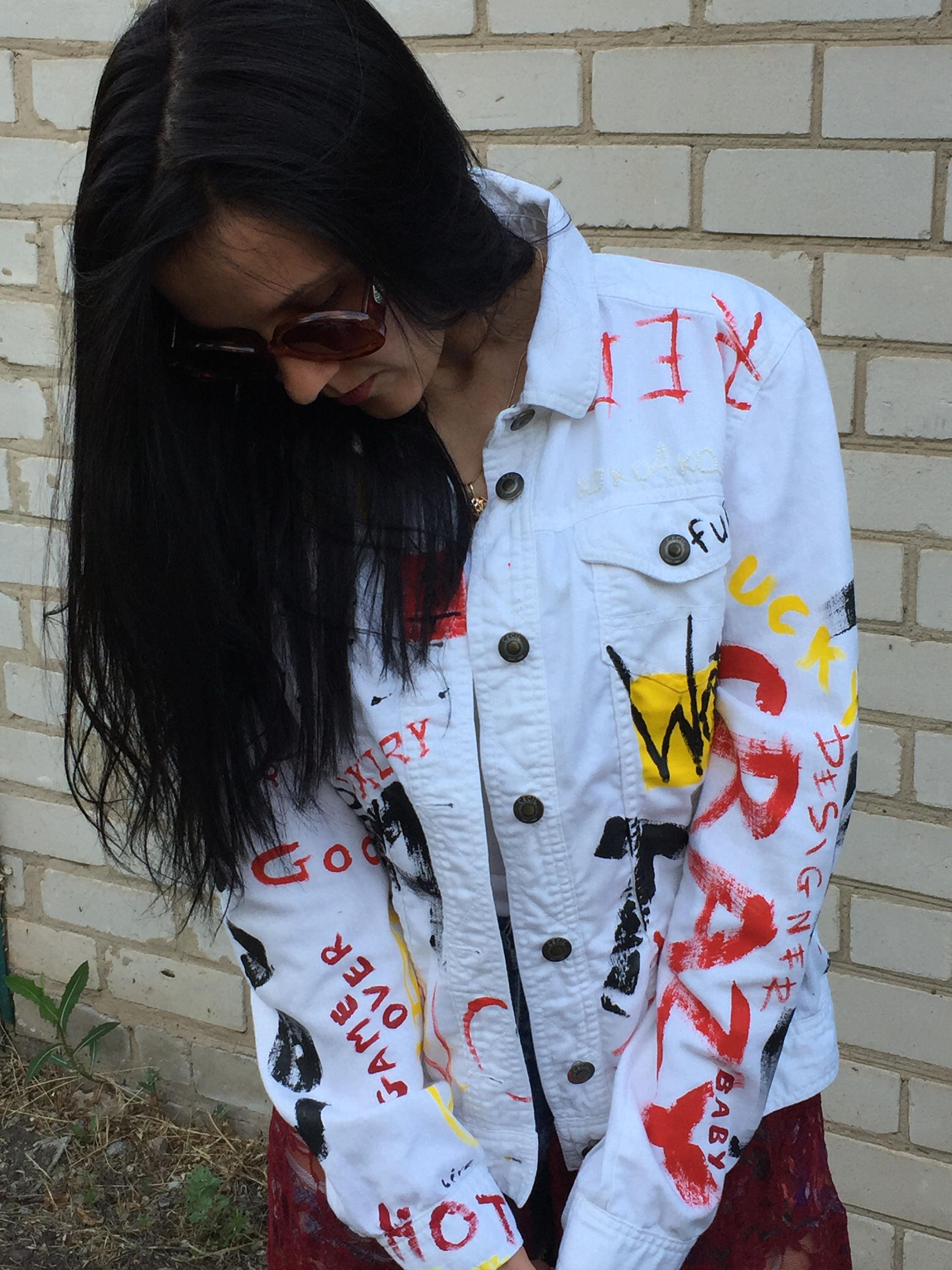 Hand painted denim Jacket with painting Jacket with art work Etsy