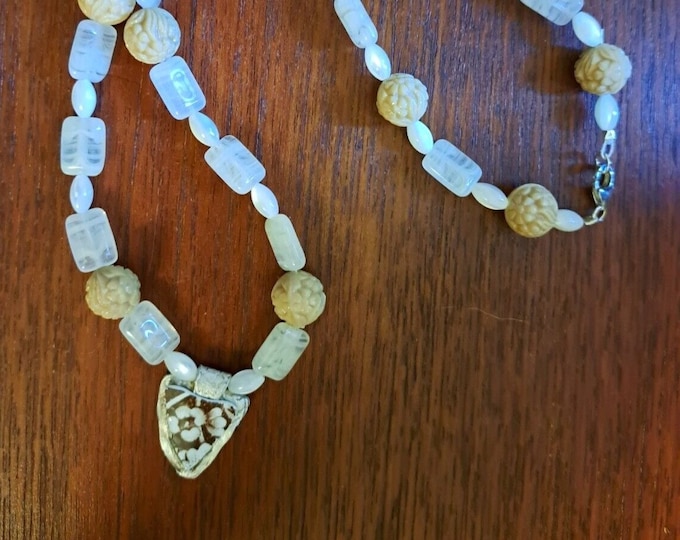 Artisan Vintage Glass Antique China MOP Fine Silver Flowers Set USA