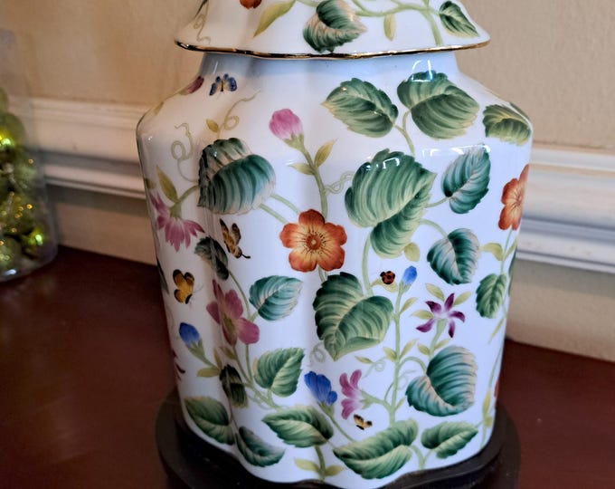 Vintage Andrea by Sadek Porcelain Floral Ginger Jar Table Lamp 21" Rare Find!