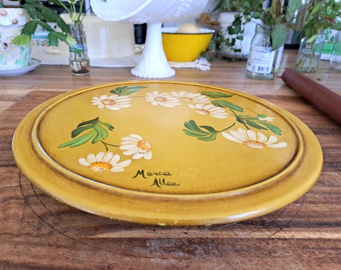 Lazy Susan Centerpiece Vintage Hand Painted Wood Artist Signed 12"