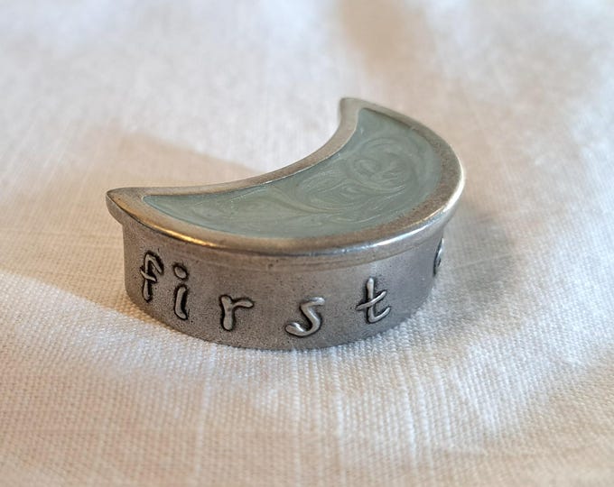 Vintage Danforth Pewter First Curl Keepsake Box Blue Enamel Boy