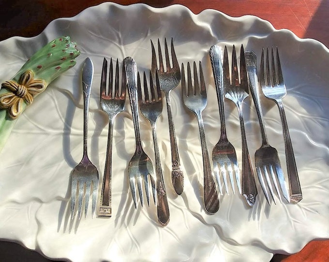 Antique Vintage Silver Forks * Dessert, Salad, Specialty * Ten Excellent