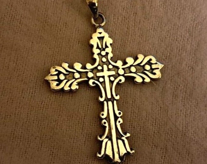 Vintage Sterling Silver Celtic Cross Intricate Paisley Pendant