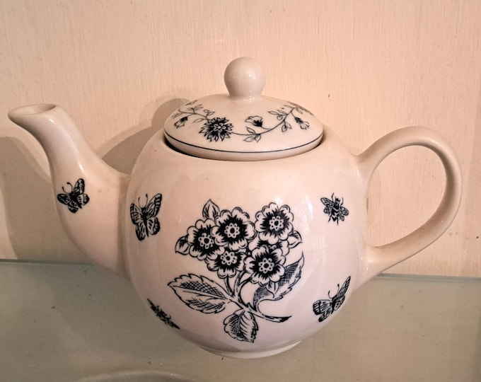 Suzanne Nicoll Jardin Blue Teapot & Lid J Willfred Vintage #19441 RARE