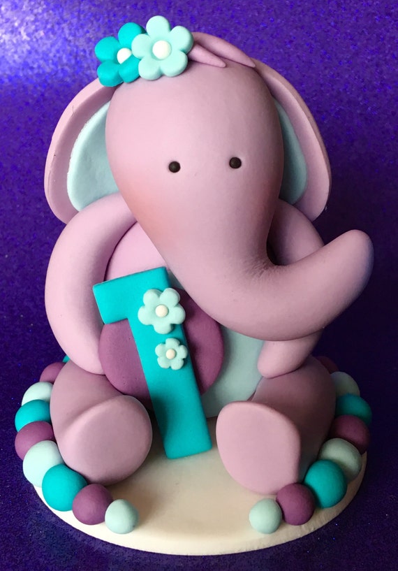 Edible 3d Fondant Baby Elephant Cake Topper Birthday Cake Etsy