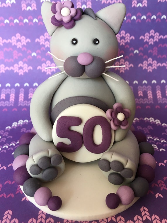 Edible Fondant 3d Cat Cake Topper Birthday Cake Topper Etsy