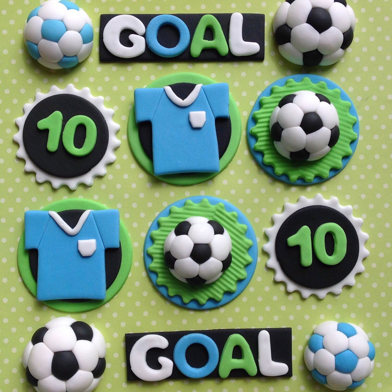 12 Edible Fondant FOOTBALL Cupcake Toppers SOCCER Cake