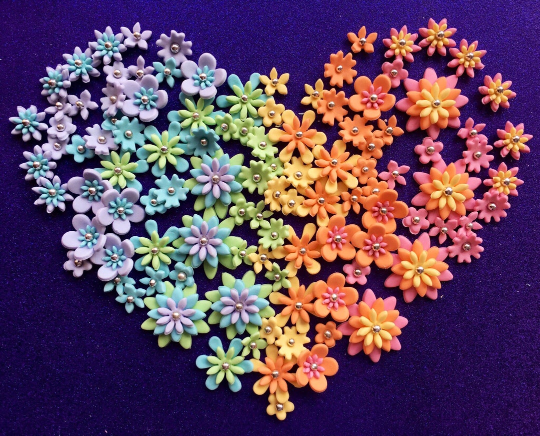 100 Pastel Fondant Flowers. Birthday or Baby Shower Cake Etsy Australia