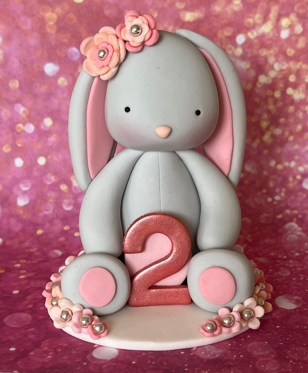 Sweet Bunny Fondant Cake Topper. Babys First Birthday. Cute Little ...
