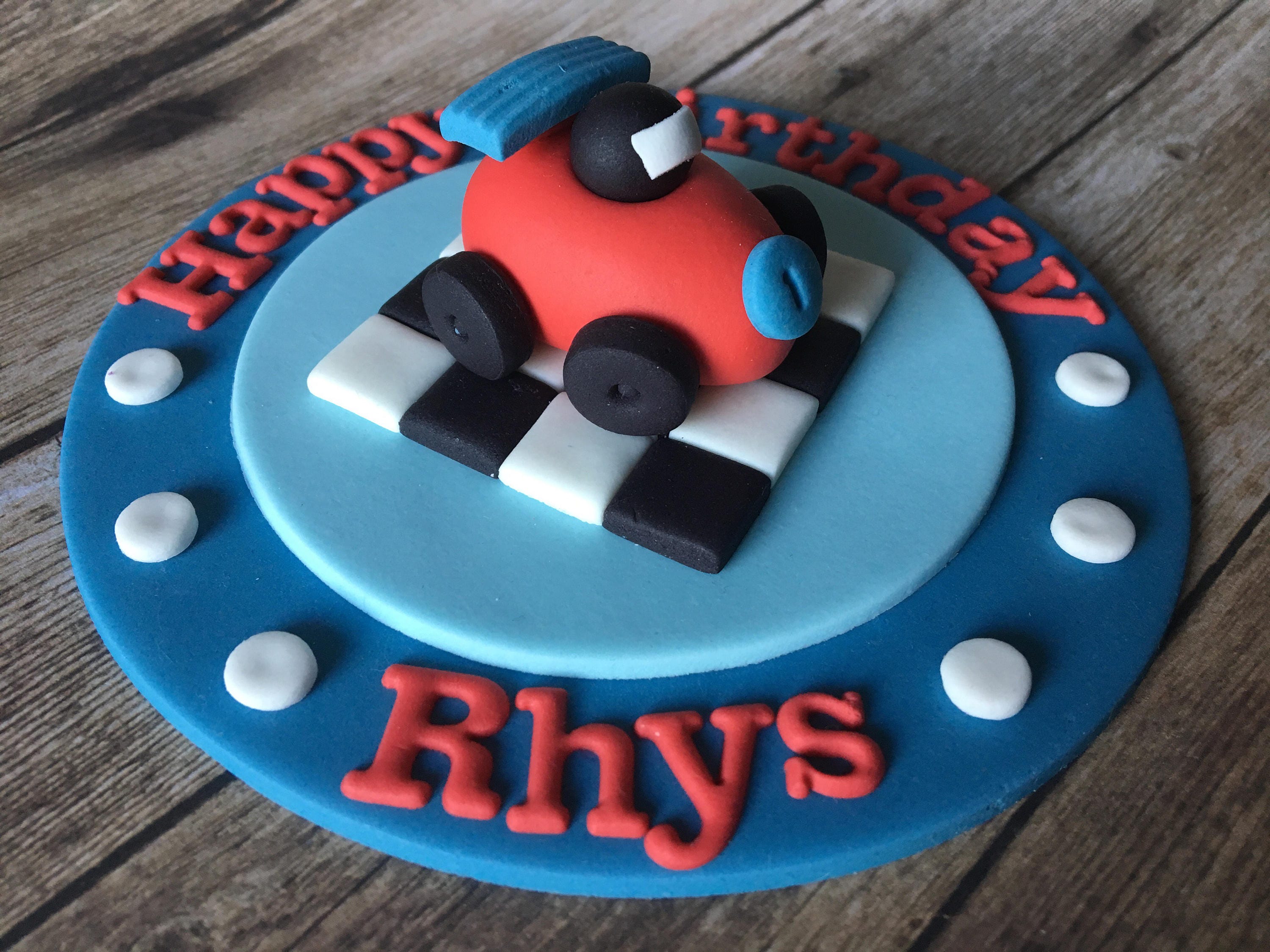 Edible Fondant 3d Car Racing Plaque Boys Birthday Party Cake Etsy