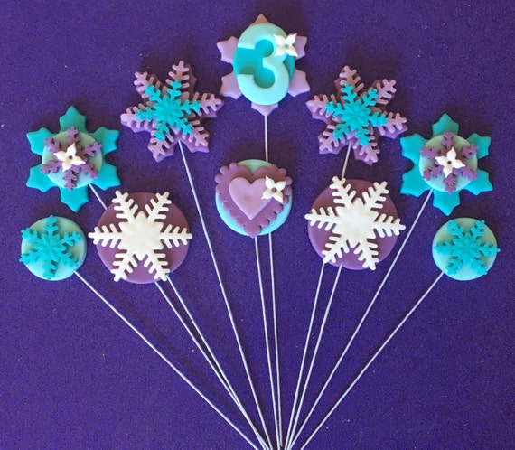 10 Edible Frozen Inspired Fondant Toppers On Wires Birthday Etsy