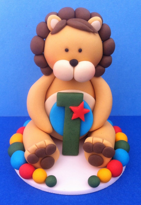 3d Edible Cute Fondant Lion Cake Topper Jungle Birthday Etsy