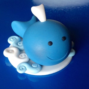 3d fondant WHALE cake topper. Suits nautical or beach theme party. Boys or girls x